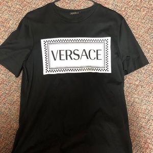 Versace 90s Logo T-Shirt Black and White Box Logo